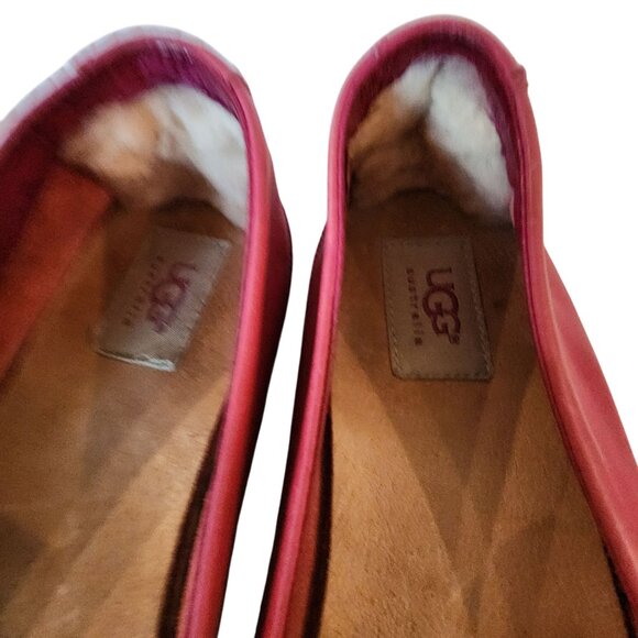 UGG Shoes Womens 8 Casual Comfort Slip On Loafer Flats 1005804 Pink Leather - Picture 6 of 8